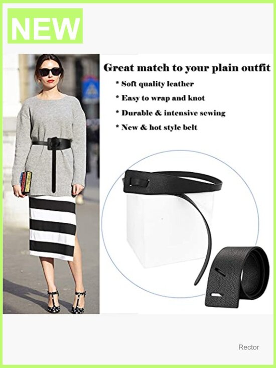 Genuine Leather Waist Belt Tie Knot Dress Belt Women\'s Accessory